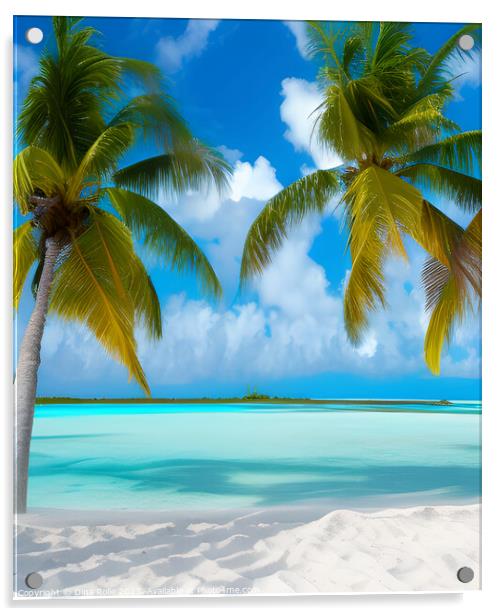 Palm Trees on a Sandy Beach in the Bahamas Acrylic by Dina Rolle