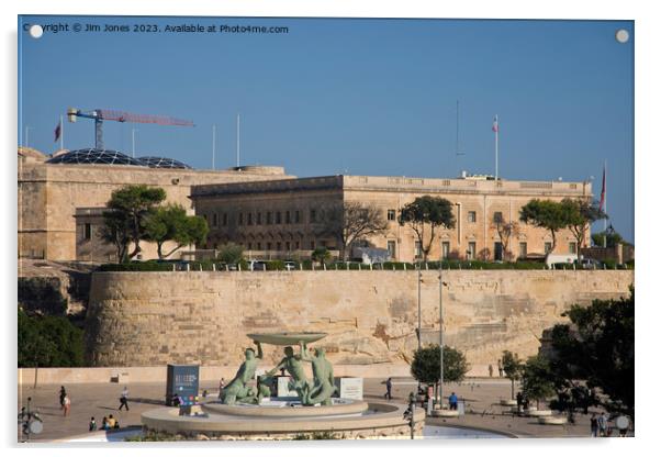 The Triton Fountain, Valletta Acrylic by Jim Jones