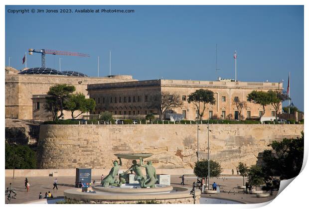 The Triton Fountain, Valletta Print by Jim Jones