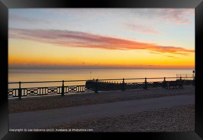 Brighton Beach Sunset Framed Print by Lee Osborne