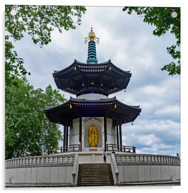 Peace Pagoda Battersea Park Acrylic by Joyce Storey