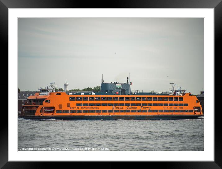Staten Island Ferry Framed Mounted Print by Benjamin Brewty