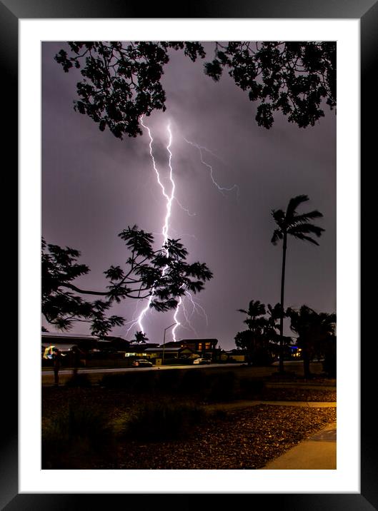 Double Lightning Cloud to Ground Framed Mounted Print by Antonio Ribeiro