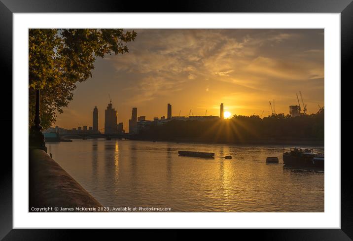 Sunrise On The River Thames London Framed Mounted Print by James McKenzie
