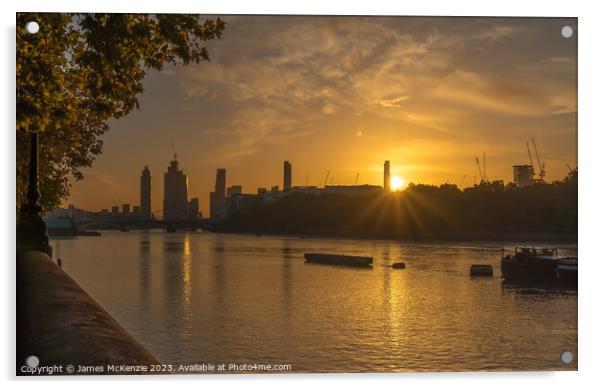 Sunrise On The River Thames London Acrylic by James McKenzie