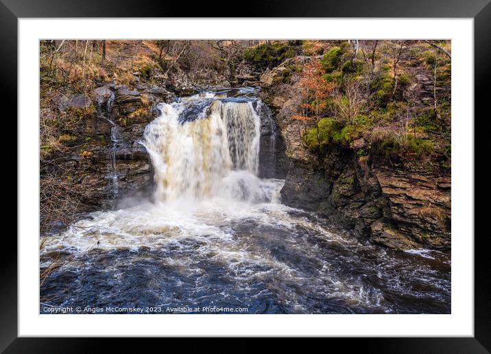 Falls of Falloch in winter Framed Mounted Print by Angus McComiskey
