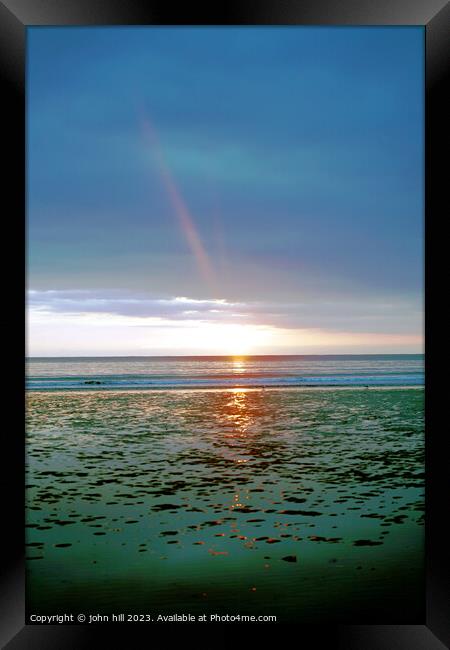 Sunrise over the sea at Skegness.(portrait) Framed Print by john hill