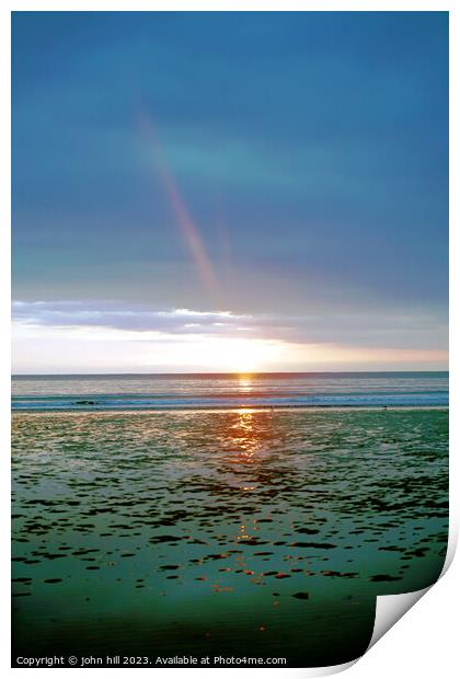 Sunrise over the sea at Skegness.(portrait) Print by john hill