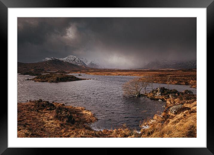 Snow showers on Rannoch Moor Framed Mounted Print by Clive Ashton