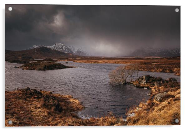 Snow showers on Rannoch Moor Acrylic by Clive Ashton