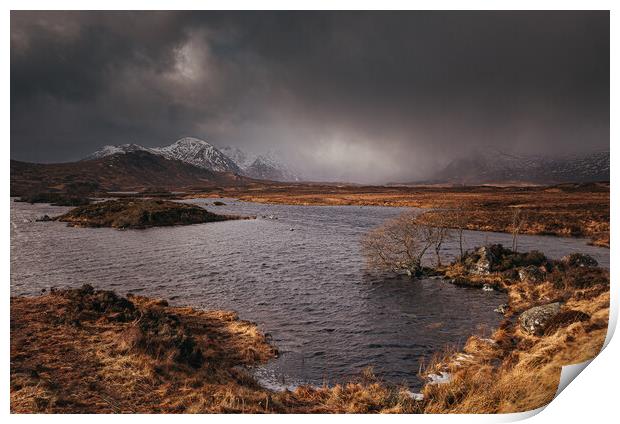 Snow showers on Rannoch Moor Print by Clive Ashton