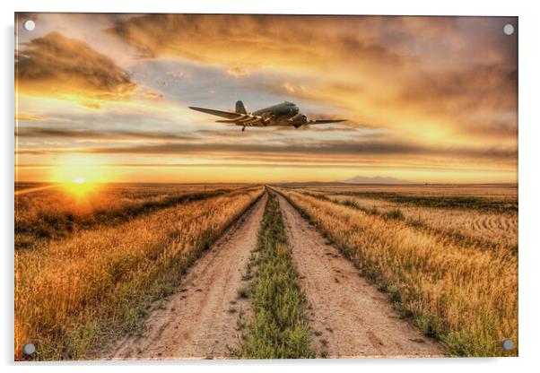 DC3 Dakota Sunset Flight Acrylic by J Biggadike