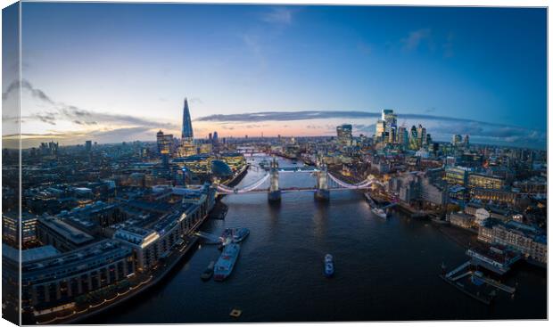London with River Thames and Tower Bridge  Canvas Print by Erik Lattwein