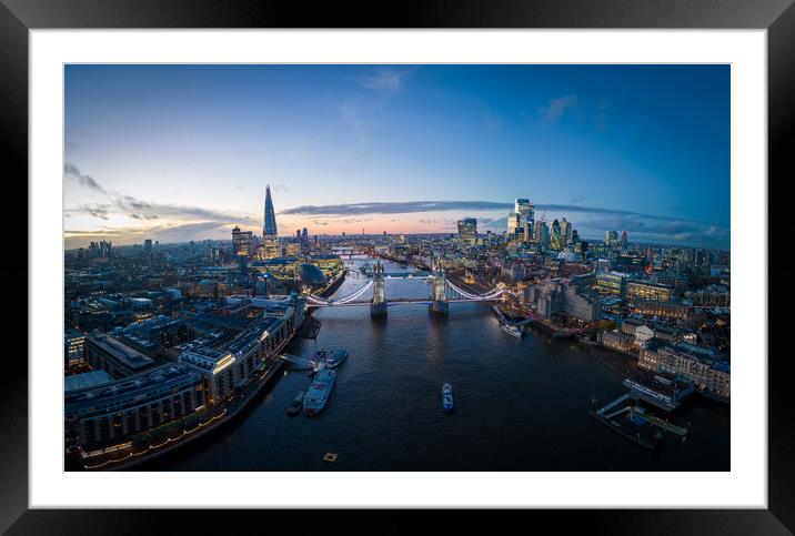 London with River Thames and Tower Bridge  Framed Mounted Print by Erik Lattwein