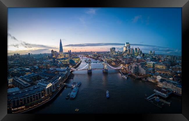 London with River Thames and Tower Bridge  Framed Print by Erik Lattwein