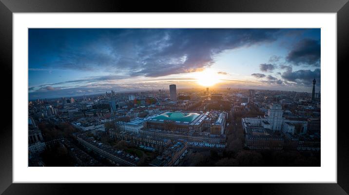 British Museum in London from above  Framed Mounted Print by Erik Lattwein