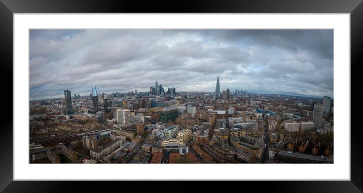 Over the rooftops of London - the famous city from above   Framed Mounted Print by Erik Lattwein