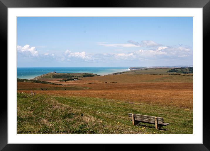 View across South Downs to the English Channel Framed Mounted Print by Sally Wallis