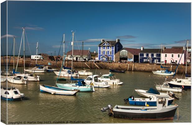 Aberaeron Harbour and Harbourmaster Hotel Canvas Print by Martin Day