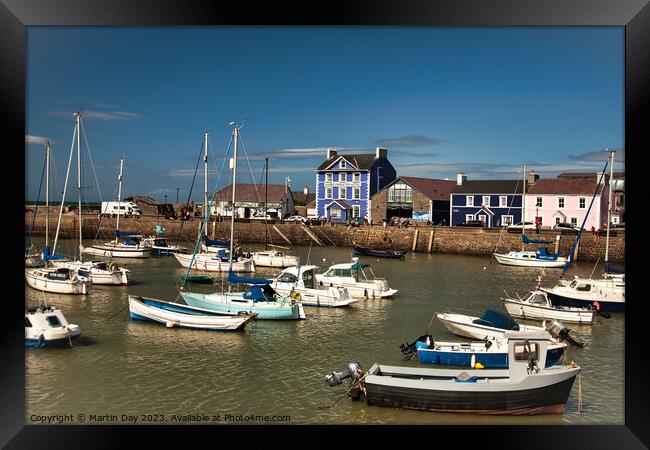 Aberaeron Harbour and Harbourmaster Hotel Framed Print by Martin Day