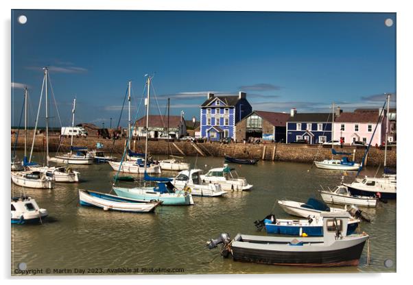 Aberaeron Harbour and Harbourmaster Hotel Acrylic by Martin Day