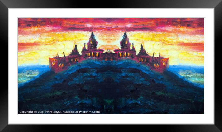 Panoramic view of a castle on a hill. Framed Mounted Print by Luigi Petro
