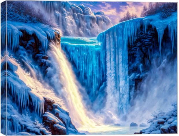 Frozen Waterfall Wonderland Canvas Print by Roger Mechan