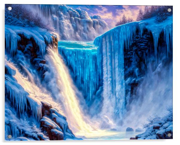 Frozen Waterfall Wonderland Acrylic by Roger Mechan