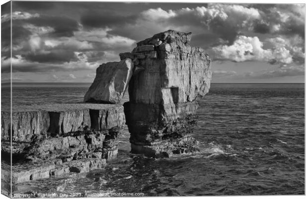 Pulpit Rock on the Isle of Portland Monochrome Canvas Print by Martin Day