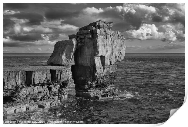 Pulpit Rock on the Isle of Portland Monochrome Print by Martin Day