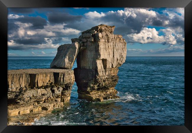 The Majestic Sea Stack of Pulpit Rock Framed Print by Martin Day