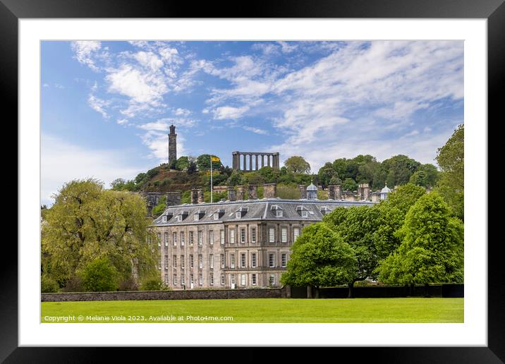 Holyrood Palace with Nelson Monument and National Monument of Scotland  Framed Mounted Print by Melanie Viola