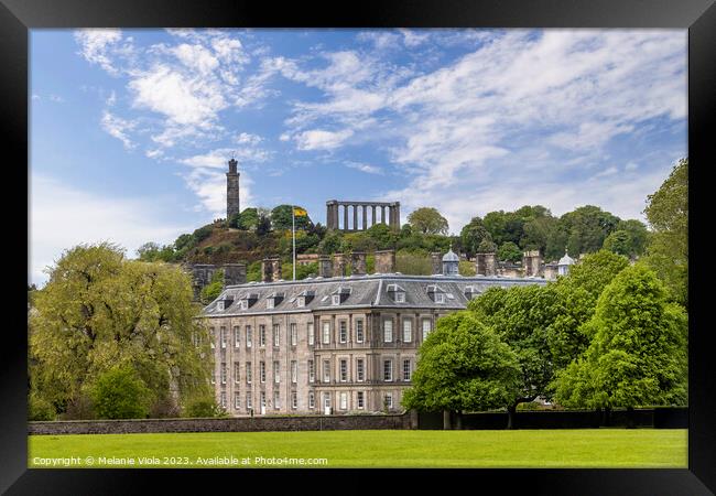 Holyrood Palace with Nelson Monument and National Monument of Scotland  Framed Print by Melanie Viola