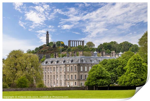 Holyrood Palace with Nelson Monument and National Monument of Scotland  Print by Melanie Viola