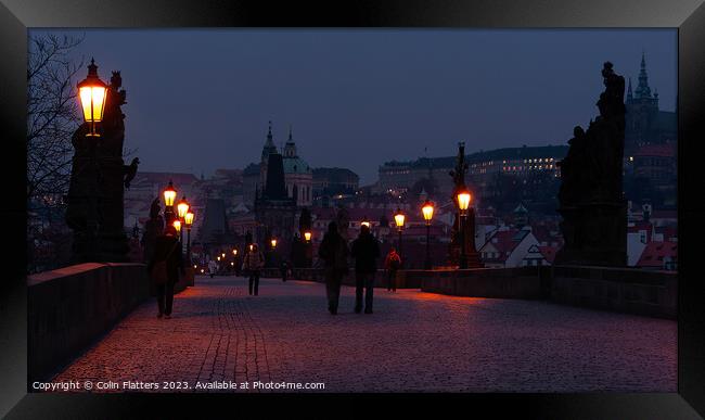 Charles Bridge, Prague at Blue Hour Framed Print by Colin Flatters