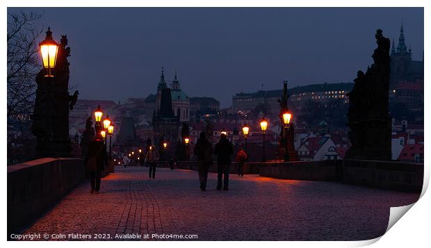 Charles Bridge, Prague at Blue Hour Print by Colin Flatters