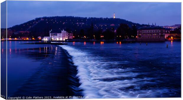 Prague, River Vitava at Blue Hour Canvas Print by Colin Flatters