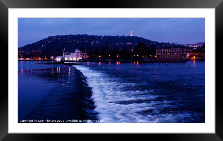 Prague, River Vitava at Blue Hour Framed Mounted Print by Colin Flatters