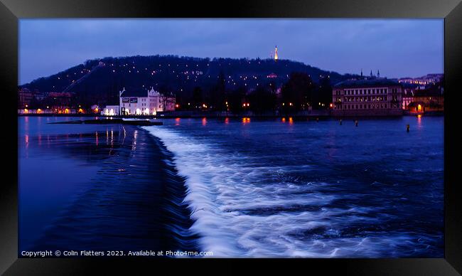 Prague, River Vitava at Blue Hour Framed Print by Colin Flatters