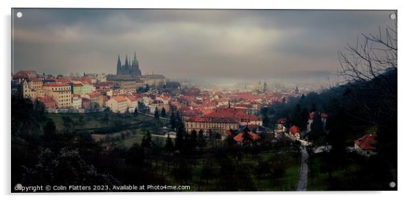 Prague skyline Panorama  Acrylic by Colin Flatters