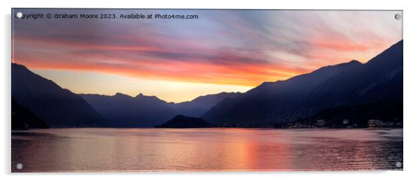 Lake Como sunset pan Acrylic by Graham Moore