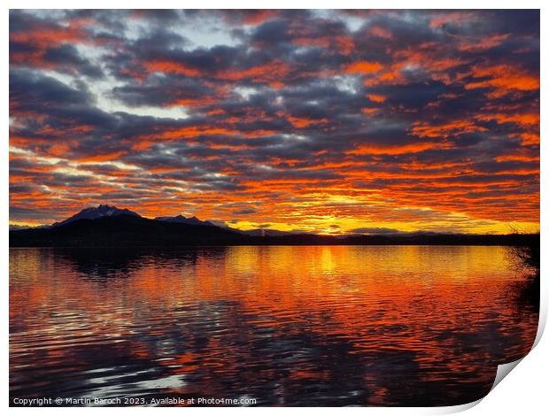 Lake Zug sunset Print by Martin Baroch