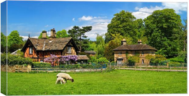 Edensor Cottages and Countryside Canvas Print by Darren Galpin