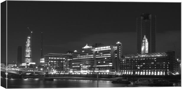 Night Oxo Tower skyline BW Canvas Print by David French