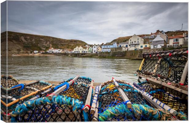 Lobster pots at Staithes, North Yorkshire Canvas Print by Martin Williams