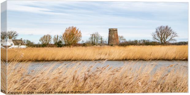Drainage mill, Norfolk Broads Canvas Print by Chris Yaxley