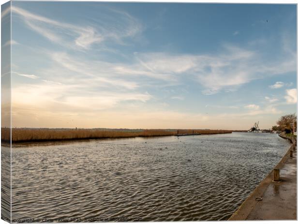 A view down the River Yare, Norfolk Broads Canvas Print by Chris Yaxley