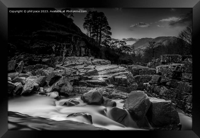 Glen Etive waterfall in B&W Framed Print by phil pace