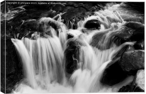 Waterfall in Glencoe in B&W Canvas Print by phil pace