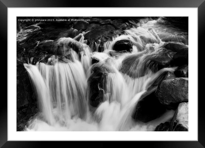 Waterfall in Glencoe in B&W Framed Mounted Print by phil pace